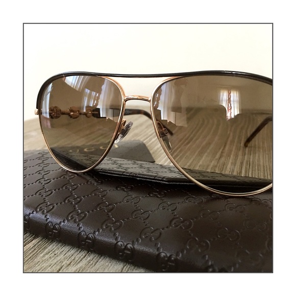 Gucci Rose Gold Marina Chain Aviators & Crystals - Picture 4 of 8